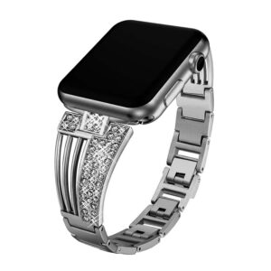 Stainless & milanese apple watch bands diamond strap for apple watch: elevate series 5, 4, 3, 2