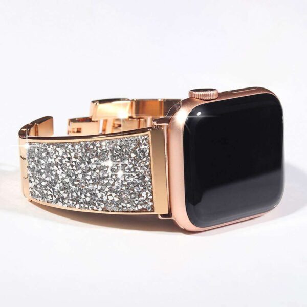 Woman gold diamond strap for apple watch